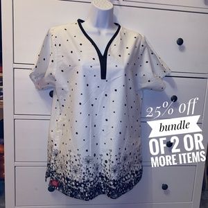 Dickies Scrub Top Black/White Floral